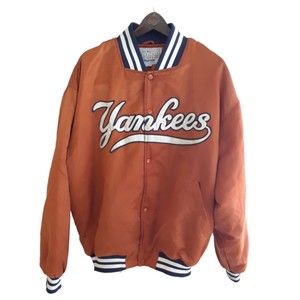 Vintage New York Yankees Starter Jacket Orange Bomber Jacket Coat Size XL